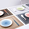 【6F】多样屋简约餐垫长方形餐桌垫欧式PVC西餐垫隔热杯垫碗垫盘垫子餐布水洗 【回子格 】 商品缩略图2