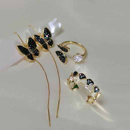 非遗 螺钿书签首饰系列 书签梅兰竹菊 首饰盒晚来几只蝶 扇形/蝴蝶螺钿戒指/耳坠  遗螺钿工艺文创衍生品 商品图1