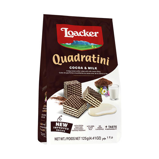 loacker莱家 可可牛奶味 粒粒装威化饼干 125g 商品图0