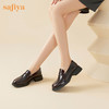 Safiya/索菲娅2023秋季英伦复古圆头一脚蹬头层牛皮厚底粗跟深口单鞋乐福鞋SF33112111 商品缩略图2