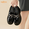 Safiya/索菲娅2023秋季新品英伦风复古休闲粗跟漆皮厚底一脚蹬乐福鞋SF33112139 商品缩略图5