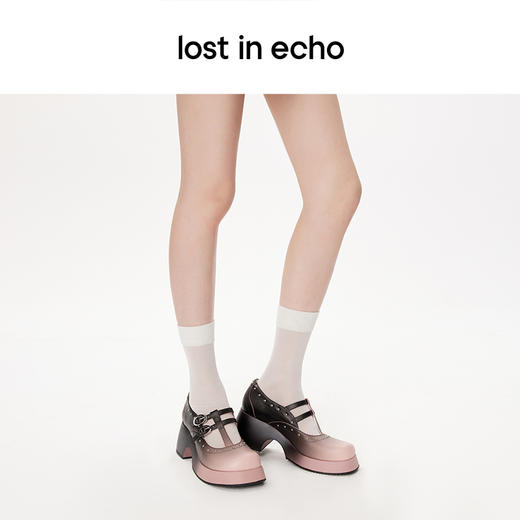 [捡漏价]lost in echo设计师品牌圆头铆钉复古双扣带粗跟增高休闲玛丽珍鞋 商品图2