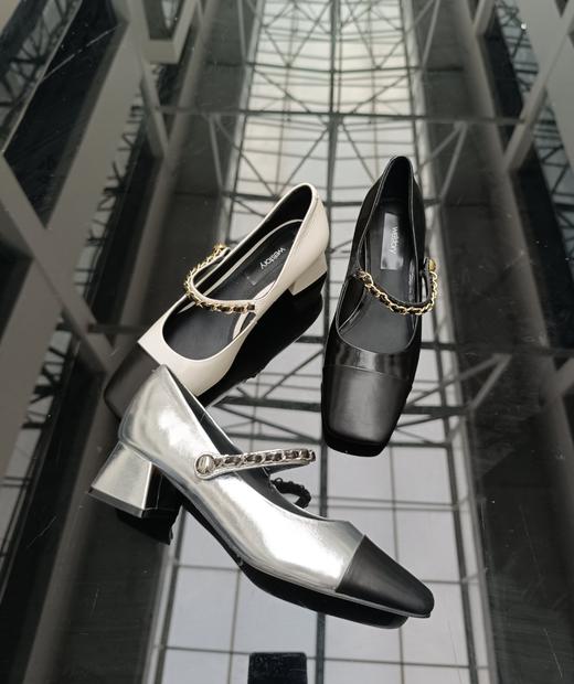 westory2023秋季新款粗跟中跟方头时尚百搭搭扣单鞋S23CE72031 商品图2