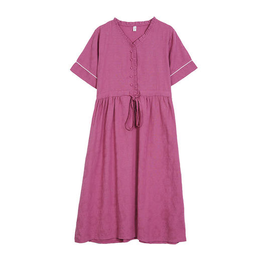 GYH 521提花民族风棉麻收腰宽松显瘦中长连衣裙 商品图4