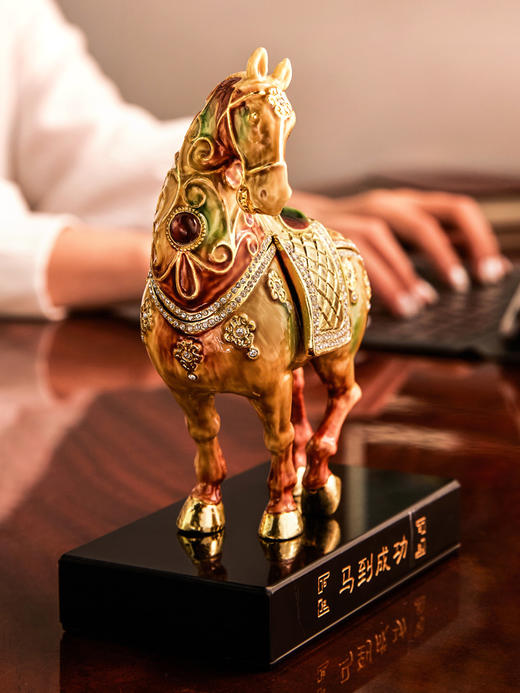 罗比罗丹金属珐琅彩工艺马摆件客厅办公室博古架家居饰品开业礼品 商品图1