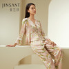 山茶漫漫】100%桑蚕丝女真丝睡衣印花衣裤套荷叶边睡衣套家居服金三塔新品  YSFDC203 商品缩略图0