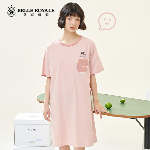 新款夏季睡裙女薄款纯棉圆领短袖连衣裙可爱少女全棉睡衣家居服JJQ9936 商品图2