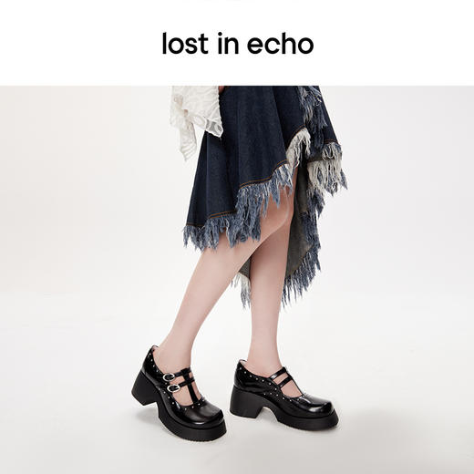[捡漏价]lost in echo设计师品牌圆头铆钉复古双扣带粗跟增高休闲玛丽珍鞋 商品图3