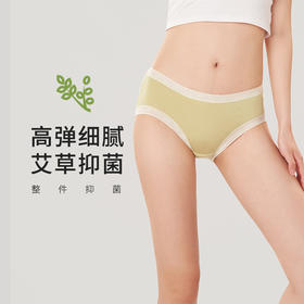 都市丽人健康系列人棉提花木代尔系列高弹裤全件艾草抗菌加倍舒适中腰平角女士内裤LK35F1
