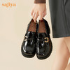 Safiya/索菲娅2023秋季新品英伦漆皮粗跟百搭一脚蹬深口皮鞋厚底乐福鞋SF33112007 商品缩略图4