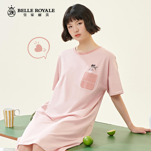 新款夏季睡裙女薄款纯棉圆领短袖连衣裙可爱少女全棉睡衣家居服JJQ9936 商品图0