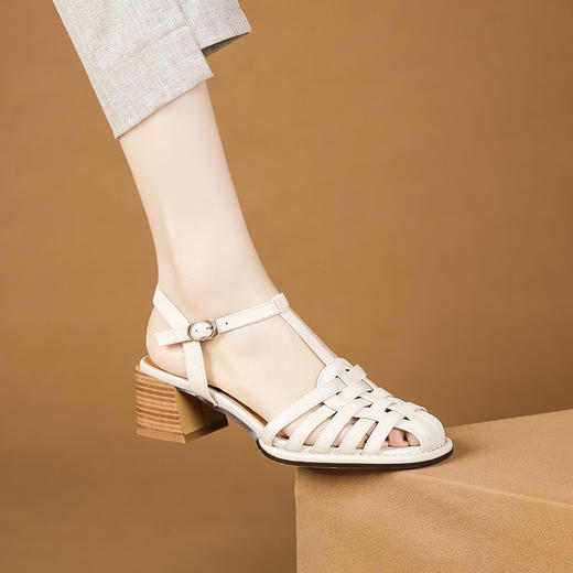 夏季新款，真皮编织粗跟凉鞋XYM-k777 商品图5