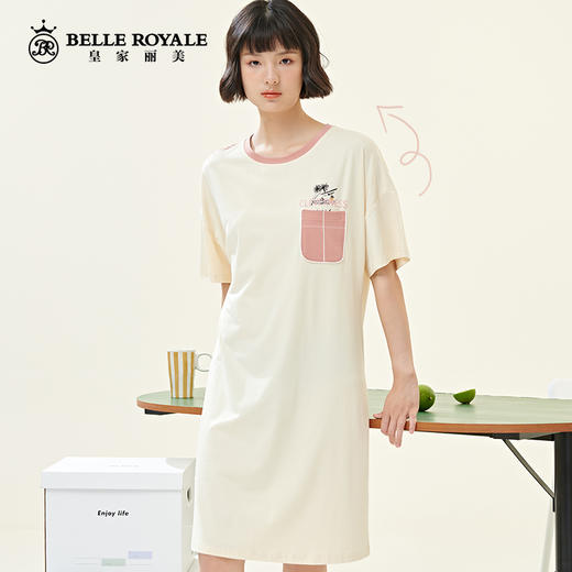 新款夏季睡裙女薄款纯棉圆领短袖连衣裙可爱少女全棉睡衣家居服JJQ9936 商品图3
