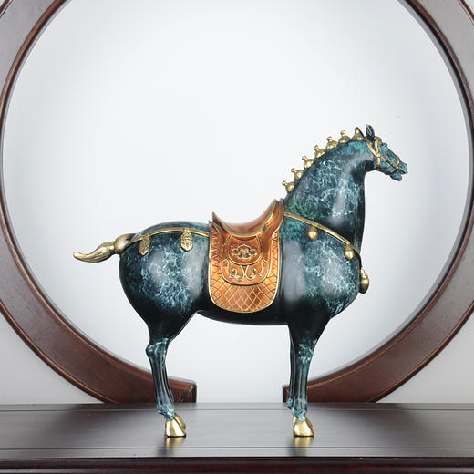 招财铜马摆件创意纯铜唐马家居客厅办公室开业礼品装饰品纯铜热着色 唐马 32*11*30 书房 办公室 居家摆件 玄关 商品图3