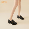Safiya/索菲娅2023秋季新品英伦漆皮粗跟百搭一脚蹬深口皮鞋厚底乐福鞋SF33112007 商品缩略图1