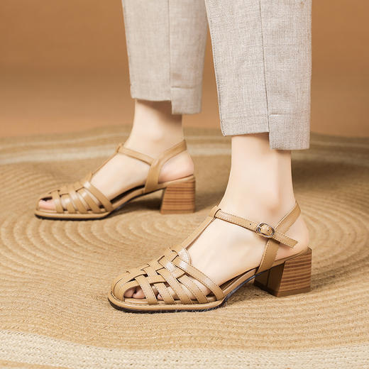 夏季新款，真皮编织粗跟凉鞋XYM-k777 商品图7