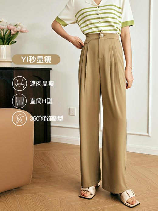 OLrain欧芮儿法式卡其色西装休闲裤女夏季2023新款高腰冰爽长裤薄 商品图1