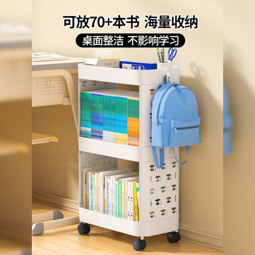 猫太子可移动书架桌边置物架学生书桌侧边收纳架高中初中书本书立架挂书袋书包教室自律收纳神器简易挂书篮 商品图2