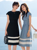 黑色圆领无袖连衣裙女2023新款知性拼接通勤设计感裙子 商品缩略图4