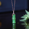 18K玫瑰金和田玉（碧玉）镶钻竹节吊坠/竹节7*16mm/苹果绿 商品缩略图0