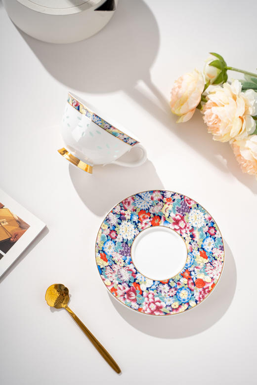 富玉陶瓷万花咖啡杯碟釉上彩下午茶欧式轻奢高档精致礼盒装 商品图3