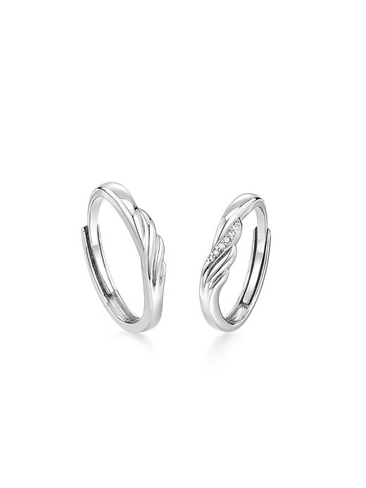 卡蒂罗天使之翼情侣对戒925银戒指一对小众设计感礼物送男女友 商品图1