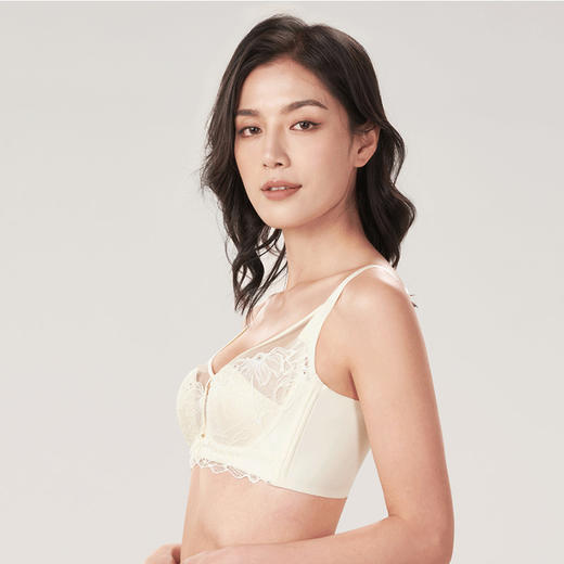 都市丽人舒软挺塑BC杯适穿蕾丝调整型文胸薄款3/4杯塑身文胸无钢圈内衣四排扣新年本命年红品LJ32H8 商品图1
