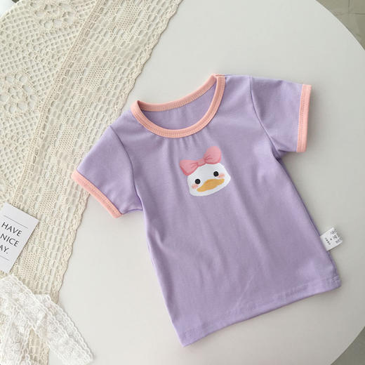 【捡漏价39.9元/2件】可爱简约女童短袖T恤，舒适透气童趣十足，圆领设计更显清爽，舒适柔软亲肤透气，童装小童上衣圆领夏季冰丝卡通儿童画半袖衫sh 商品图7