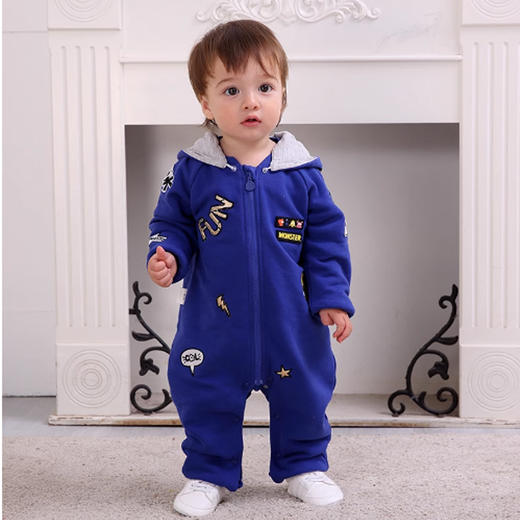 棉果果春秋男童毛圈内里汗布对开连体衣连身衣哈衣M312722218490 商品图0