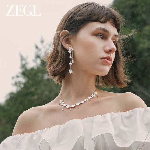 ZEGL设计师花梦系列长款花朵流苏耳环女2023新款爆款耳钉夏天耳饰 商品图2