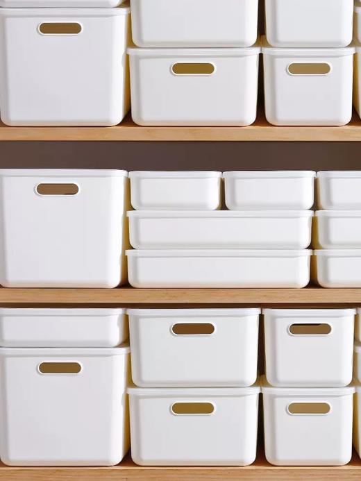 霜山白色手提收纳盒 化妆品整理盒家用杂物零食筐储物盒塑料衣服收纳箱 商品图3