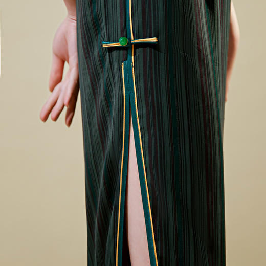 复古文艺长款大码盘扣旗袍连衣裙YM8034 商品图3