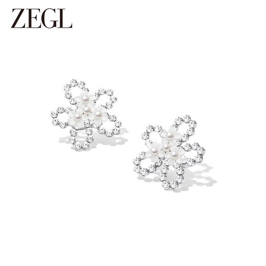 ZEGL设计师花梦系列白色花朵耳夹女无耳洞小众耳骨夹夏天耳环耳饰 商品图0