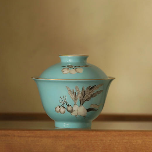 景德镇云木在 摘我园中蔬茶碗 二才盖碗单个功夫陶瓷泡茶碗 商品图0