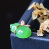 18K玫瑰金和田玉（碧玉）镶钻葫芦吊坠/单面葫芦9*14mm/菠菜绿 商品缩略图1