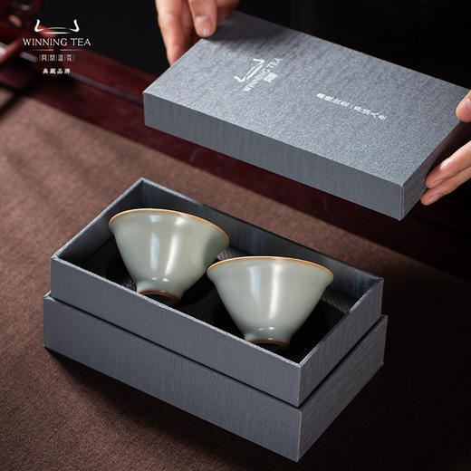 问鼎汝瓷鼎峰系列天青癸卯斗笠对杯（缺货） 商品图4