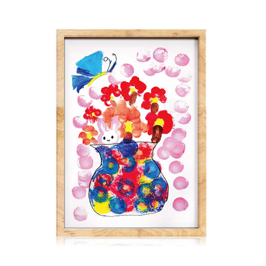袋鼠团团慈善创卖-印制版画《兔子与花》 商品图0
