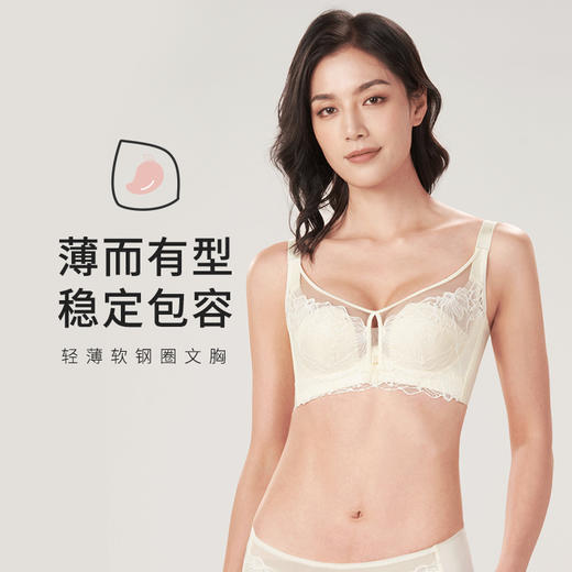 都市丽人舒软挺塑BC杯适穿蕾丝调整型文胸薄款3/4杯塑身文胸无钢圈内衣四排扣新年本命年红品LJ32H8 商品图0