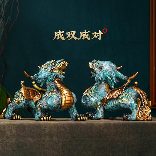 全铜招财貔貅摆件一对客厅玄关装饰办公室摆件开业礼品摆件工艺品 招财纯铜对貔貅 30*12*19(单只尺寸） 商品图4