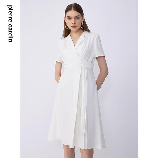 皮尔卡丹女装夏季新款通勤淑女西装压褶连衣裙C32DS014
 商品图1