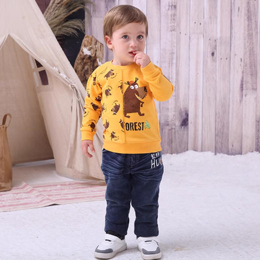 果果秋冬季男童大毛圈抓绒圆领卫衣M412180218642 商品图0