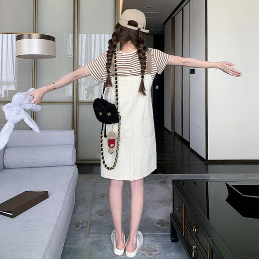 HR EWX2351条纹背带裙套装气质减龄修身显瘦两件套裙 商品图3