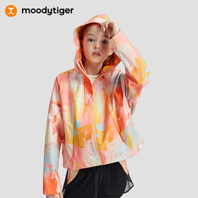 【专属】moodytiger女童外套春秋新款梭织印花防风连帽外套| 魔幻精灵M23210401