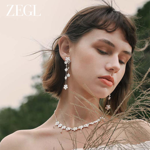 ZEGL设计师花梦系列长款花朵流苏耳环女2023新款爆款耳钉夏天耳饰 商品图5