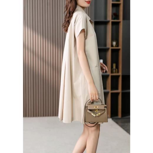 YX【现货7天】FSW短袖衬衫连衣裙休闲宽松直筒显瘦中长裙子 商品图4