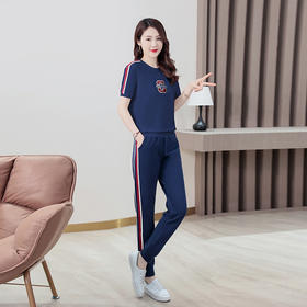 HR MYH911修身显瘦运动套装时尚气质撞色拼接两件套