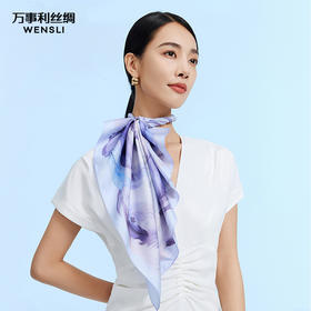 万事利“吉光片羽”63厘米双面印花真丝中方巾