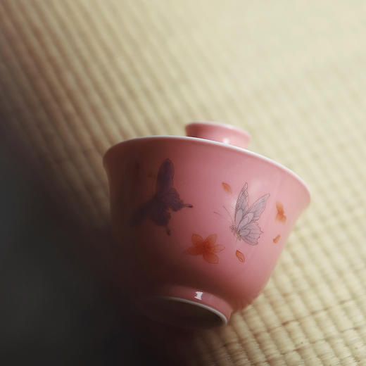 景德镇云木在 桃红釉粉彩盈袖茶碗 二才盖碗单个功夫陶瓷泡茶器茶碗茶具 商品图1