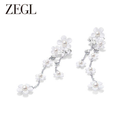 ZEGL设计师花梦系列长款花朵流苏耳环女2023新款爆款耳钉夏天耳饰 商品图0