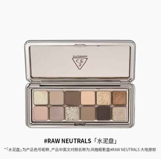 韩国 3CE12色眼影盘#RAW NEUTRALS 水泥盘  版本随机发 商品图0